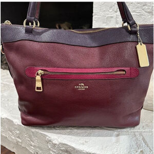 Coach Tyler Colorblock Pebble Leather Tote Bag with Gold Hardware F57210